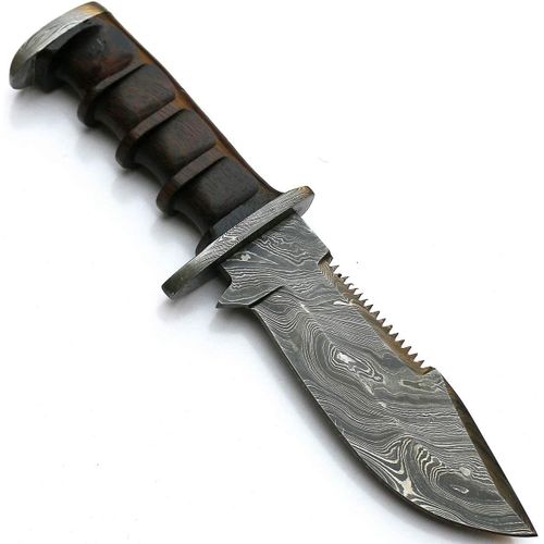 Couteau Avec Lame De 14 Cm En Acier Damas Noir