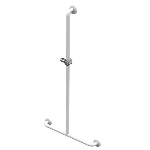 Barre d'appui douche en T blanc + support douchette 600x1200 - Akw - 01245WH