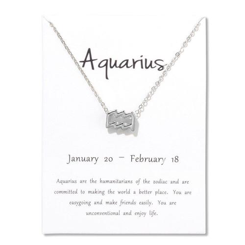 Aquarius-Silver-Have Card -Collier Avec Pendentif Signe Du Zodiaque,12 Constellations,Or,Chaîne Courte,Ras Du Cou,Lion,Balance