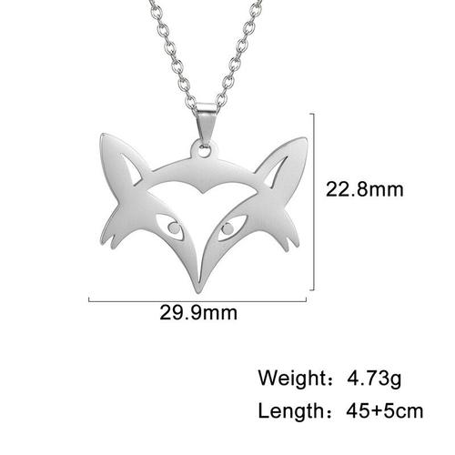 Fox B Steel-45-50 Cm -Teamer Collier Avec Pendentif Animal En Forme De Renard Pour Femmes,En Acier Inoxydable,Chaîne,Cadeau Pour