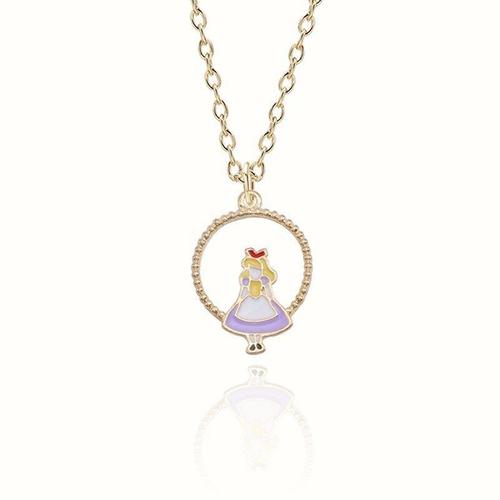 Purple Alice Girl -Alice Au Pays Des Merveilles Bijoux Doux Émail Dessin Animé Fée Déesse Horloge Lapin Pendentifs À Breloque Animal