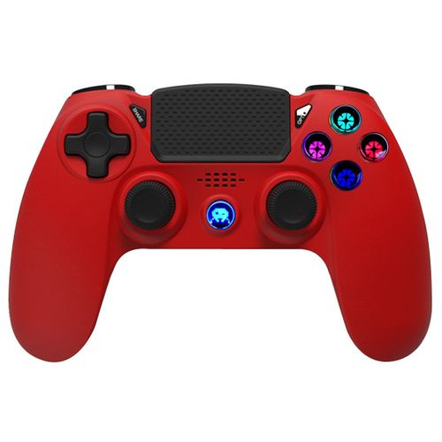 Freaks And Geeks 140064f Manette Sans Fil Rouge Pour Ps4 Avec Prise Jack Pour Casque Et Boutons Lumineux