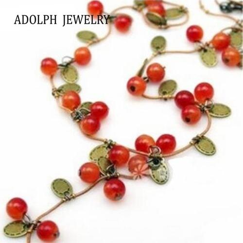 Rouge -Collier De Vigne Rouge Pour Femmes,Bijoux À La Mode Coréenne,Rn 0331