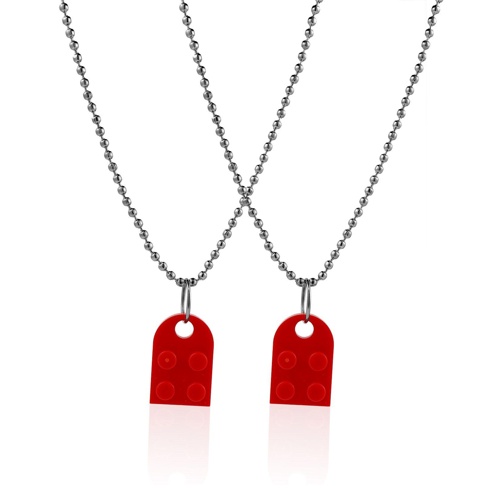 Bel ensemble de collier coeur cadeau fait avec des briques Lego  authentiques Giftblue