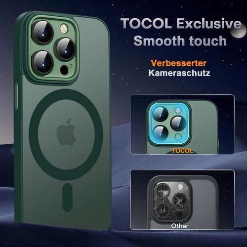 Coque Magnétique Pour Iphone 13 Pro Compatible Avec Magsafe, Protection D'objectif Tout Compris,Etui Translucide Mat Arrière Housse Fine Antichoc Case (Vert)