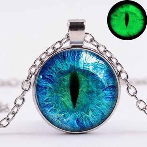 Style 1 -Collier Avec Pendentif Yeux De Dragon Bleus,Bijou Rond,Fluorescent,Brille Dans La Nuit,¿Il D'animal,Cadeaux D'hallowee