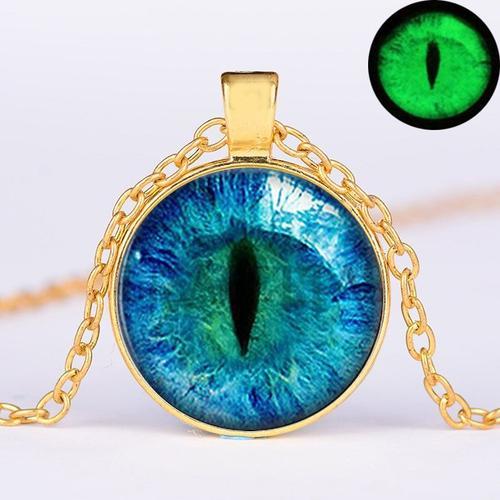 Style 3 -Collier Avec Pendentif Yeux De Dragon Bleus,Bijou Rond,Fluorescent,Brille Dans La Nuit,¿Il D'animal,Cadeaux D'hallowee