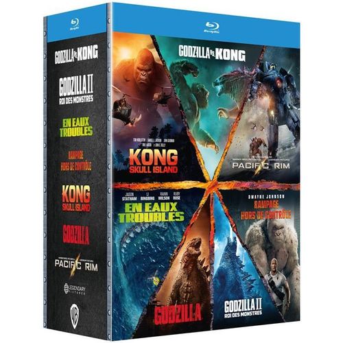 Godzilla + Godzilla : Roi Des Monstres + Kong : Skull Island + Godzilla Vs Kong + Rampage - Hors De Contrôle + En Eaux Troubles + Pacific Rim - Pack - Blu-Ray