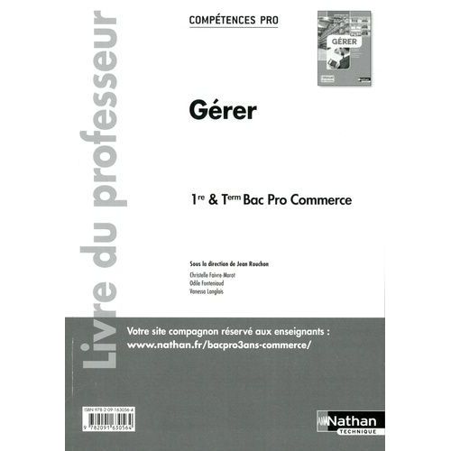 Gérer 1re & Tle Bac Pro Commerce - Livre Du Professeur