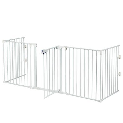 Barrière De Sécurité Pour Enfant/Animaux 290 X 74 Cm 5 Panneaux Protection Cheminée Utilisation Murale Ou Autoportante Blanc 20_0000246