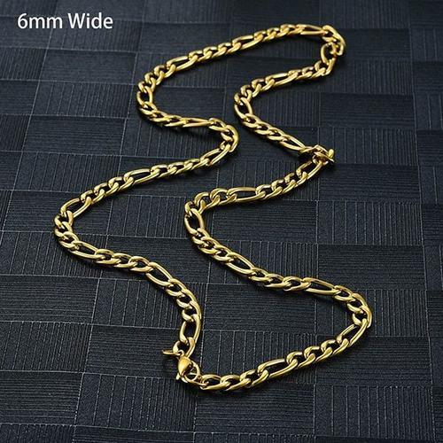 6 Mm Wide-16 Inches 41 Cm -Figaro Colliers En Acier Inoxydable,Couleur Or,Lien Pour Hommes Et Femmes,Chaînes,Bijoux,Cadeaux Fan