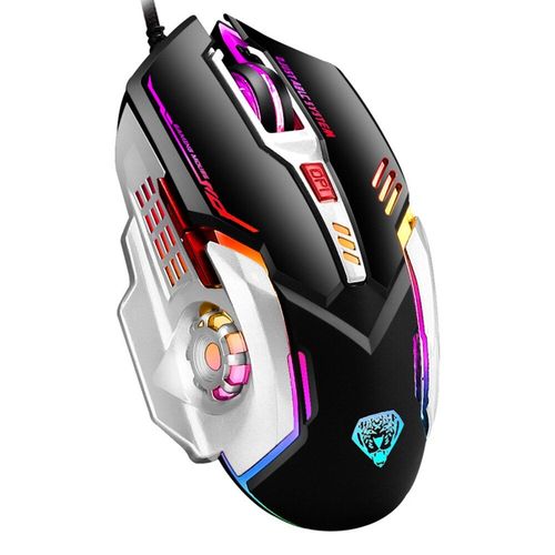 Souris optique de jeu 3200DPI, rétroéclairée, 4 DPI réglables, Design symétrique pour ordinateur de bureau, Notebook, noir et blanc