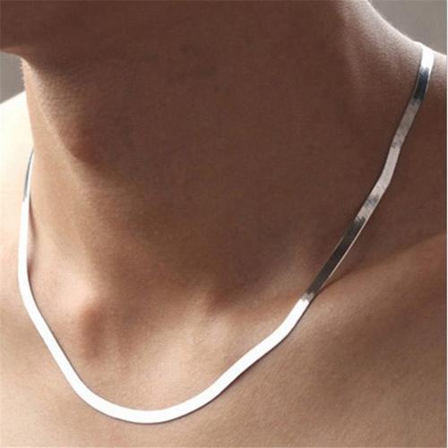 50cm -Mode Bon 925 Bijoux En Argent Sterling Mode Femmes/Homme 4mm Large Chevrons/Slip Argent Chaîne Bijoux Collier