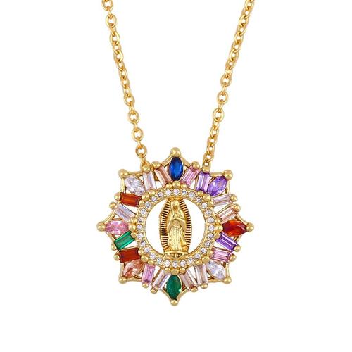 Q16 Virgin Mary -Colliers Avec Pendentif De La Vierge Marie Pour Femmes,Bijoux Religieux En Or,Croix De Cristal,Arc En Ciel,Nkeq