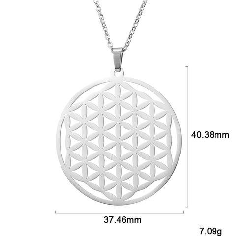 1 -Collier Pendentif Fleur De Vie Pour Hommes Et Femmes,Bijoux À Géométrie Sacrée,Accessoires En Acier Inoxydable