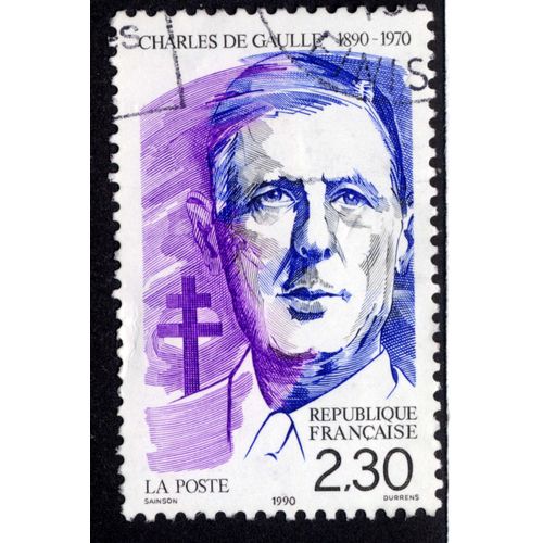 Timbre 1990 Charles De Gaulle 1890-1970,République Française,2,30.