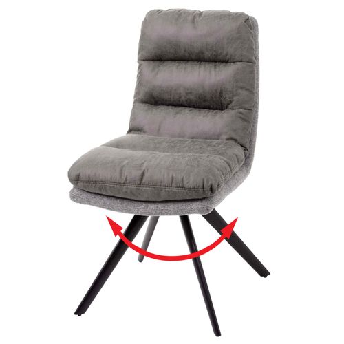 Chaise De Salle À Manger Hwc-G66, Chaise De Cuisine, Pivotante, Auto-Position, Tissu   Gris Clair-Gris