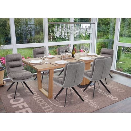 6x Chaise De Salle À Manger Hwc-G66, Chaise De Cuisine, Pivotante, Auto-Position, Tissu   Gris Clair-Gris