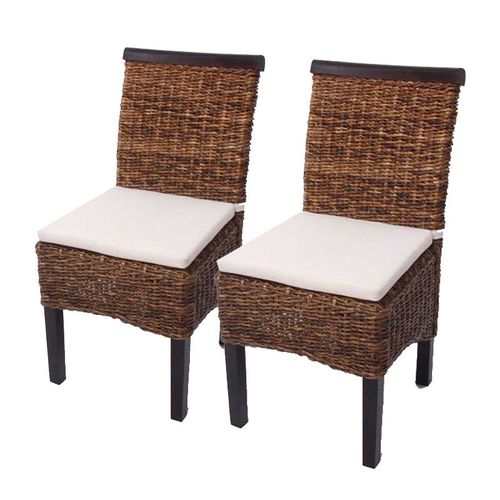 Lot De 2 Chaises M45, Banane Tressée, 47x54x93cm   Pieds Foncés, Avec Coussin