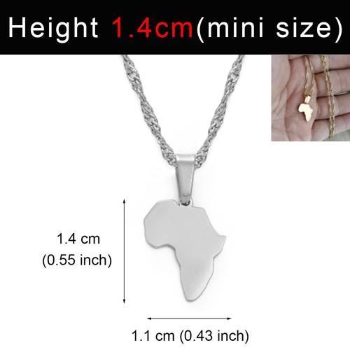 Silver Color 1.4cm-45cm Thin Chain -Collier Avec Pendentif Carte De L'afrique,Couleur Or Rose/Or,Bijoux De Marque À La Mode,Cadea