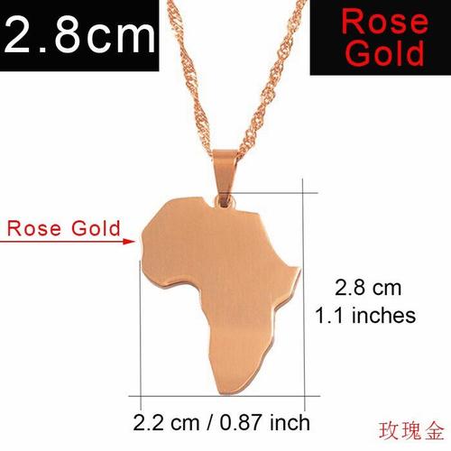 Rose Gold 2.8cm-45cm Thin Chain -Collier Avec Pendentif Carte De L'afrique,Couleur Or Rose/Or,Bijoux De Marque À La Mode,Cadeaux