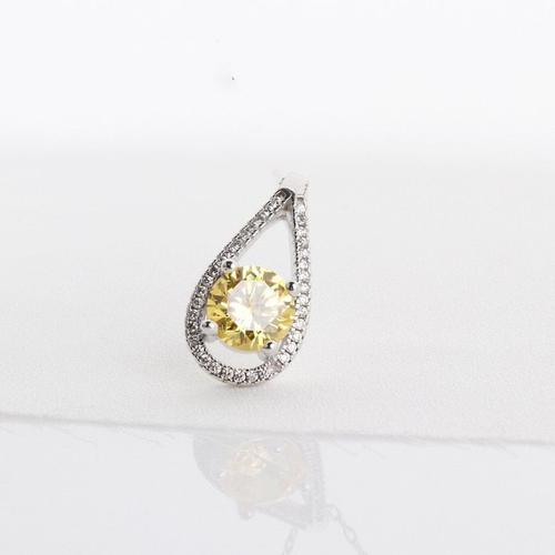 Ccn258-Yellow -Cc 925 Argent Pendentifs Pour Femmes Zircon Cubique Coloré Mariage Fiançailles Mariée Bijoux Fins Collier Pendentif S