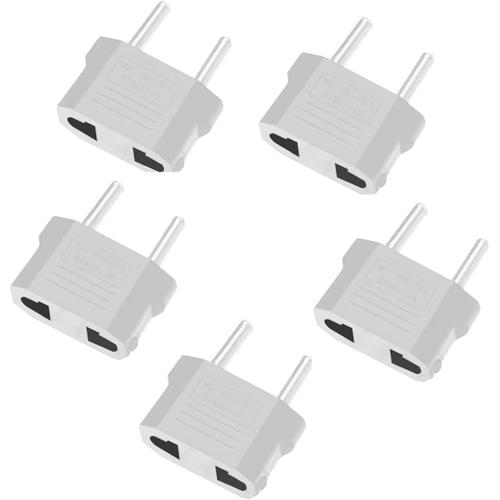 Lot de 5 Affaires Plus - Lot de 5 - US to UE Travel Plug Adaptateur AC USA Europe Voyage fiche Adaptateur pour USA/Japan/Canada/du Mexique de l'UE Allemagne Adaptateur de Voyage Prise US vers fiche UE