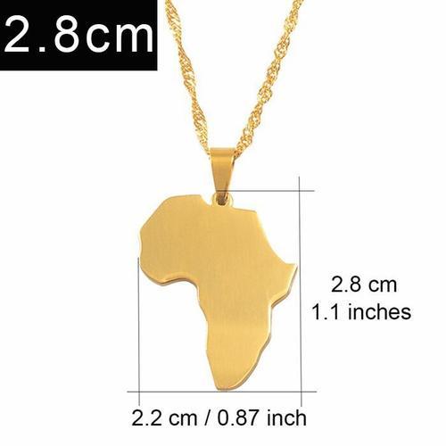 Gold Color 2.8cm-60cm Thin Chain -Collier Avec Pendentif Carte De L'afrique,Couleur Or Rose/Or,Bijoux De Marque À La Mode,Cadeaux