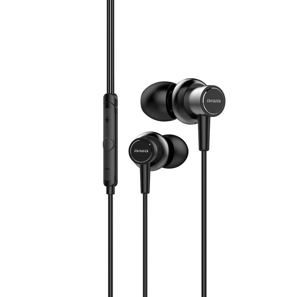 Écouteurs intra-auriculaires AIWA ESTM-500BK Casque à oreille noir avec 3,5  mm de jack 5MW avec acce