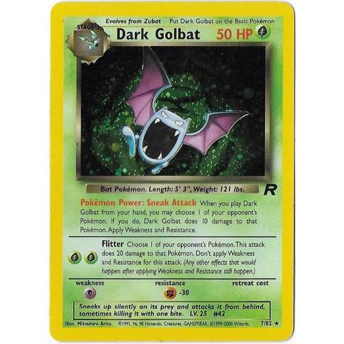 Dark Golbat 50 Hp 7/82 - Pokemon Wizards / Team Rocket - Rare Holo - English Card