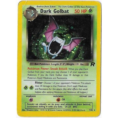 Dark Golbat 50 Hp 7/82 - Pokemon Wizards / Team Rocket - Rare Holo - English Card