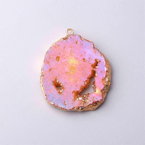 27. About 43x53mm -Pendentifs D'agates Druzy Naturels,Pendentifs,Géode De Cristal Pendentif À Breloque,Breloques,Pour La Fabrica