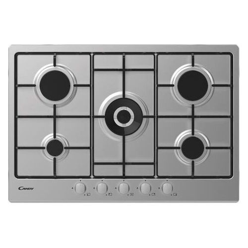 Candy CHW74WX - Plaque de cuisson Gaz 75 cm - 5 foyers - Inox