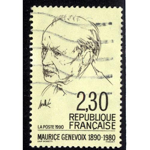 Timbre : 1990 Maurice Genevoix 1890-1980,République Française,La Poste,2,30.