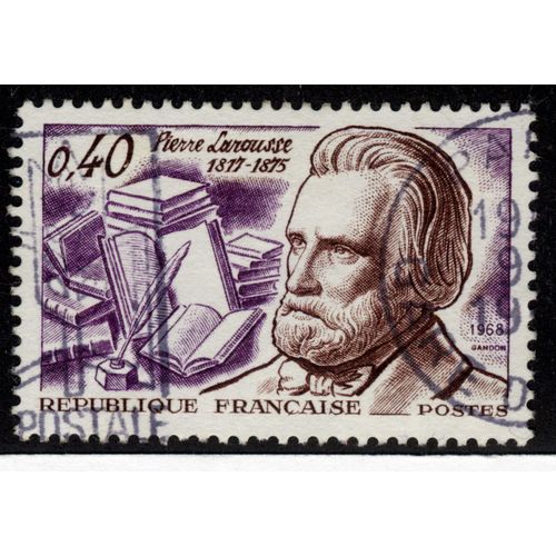 Timbre : 1968 Pierre Larousse 1817-1875,République Française,Postes,0,40
