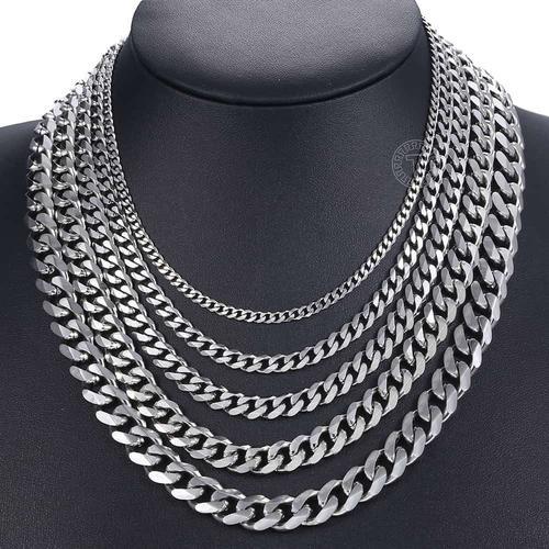 Black Tone-5mm Wide-28inch 70cm -Gourmette Cubaine Pour Homme,Collier,Chaîne De Couleur Or,Noir Ou Argent,En Acier Inoxydable,B