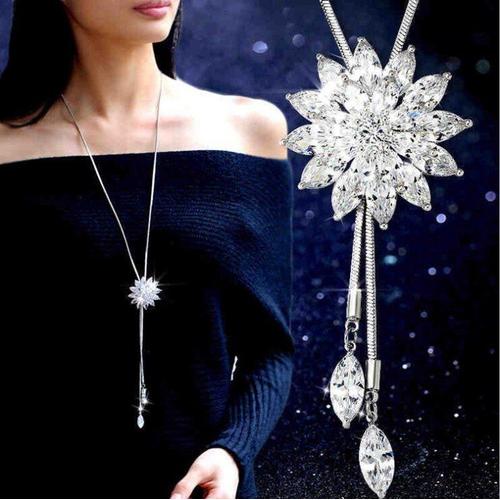 A -Collier Triangle En Cristaux De Swarovski Pour Femmes,Nouvelle Fleur Européenne,Ras Du Cou,Vêtements,Bijoux Pour Fête De Noël