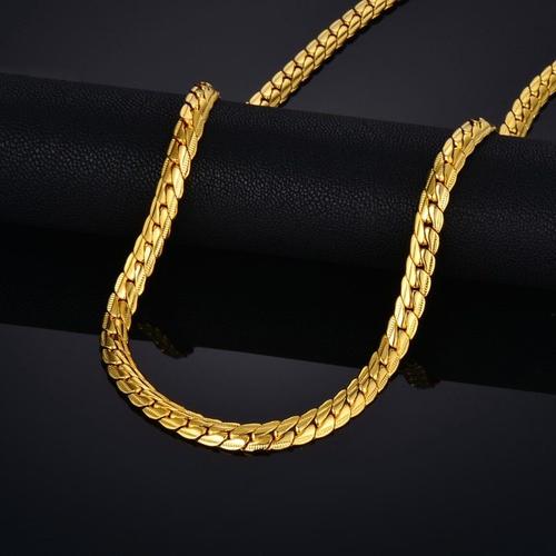 Gold Color 4mm-45cm -Colliers Vintage Serpent Plat Pour Hommes,Chaînes De Cou Dorées En Acier Inoxydable,Bijoux Punk,Livraison Di