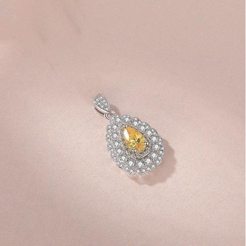 Ccn253-Yellow -Cc 925 Argent Pendentifs Pour Femmes Zircon Cubique Coloré Mariage Fiançailles Mariée Bijoux Fins Collier Pendentif S