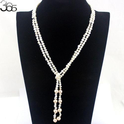 White Pearl Necklace -Livraison Gratuite Bgsj 4 5mm Freeform &amp 9 10mm Rond Perle D'eau Douce Noeud Bijoux Sautoir Brin 50&quot