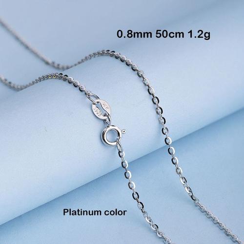 0850s -Miqiao 925 Argent Rose Or Platine Couleur O Chaîne Longue 40 45 50 55 60 Cm De Large 0.7 0.8 1.0 1.3 1.8mm Collier Mode