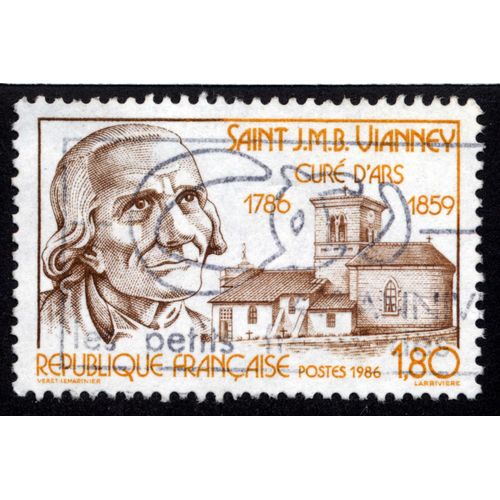 Timbre : 1986 Saint J.M.B. Vianney Curé D'ars 1786-1859,République Française,Postes,1,80