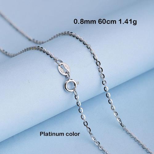 0860s -Miqiao 925 Argent Rose Or Platine Couleur O Chaîne Longue 40 45 50 55 60 Cm De Large 0.7 0.8 1.0 1.3 1.8mm Collier Mode