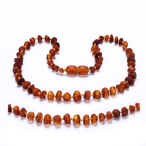 Cognac Raw-28cm 11in Small -Collier Et Bracelet De Dentition En Ambre Pour Bébé,Emballage Simple,Authentique,Testé En Laboratoire