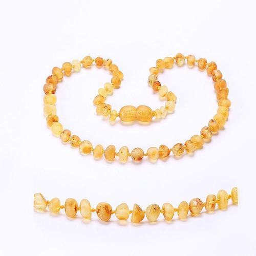 Lemon Raw-33cm 13in Standard -Collier De Dentition En Ambre De La Baltique,Bracelet Pour Bébé,Boîte Cadeau,10 Couleurs,5 Tailles