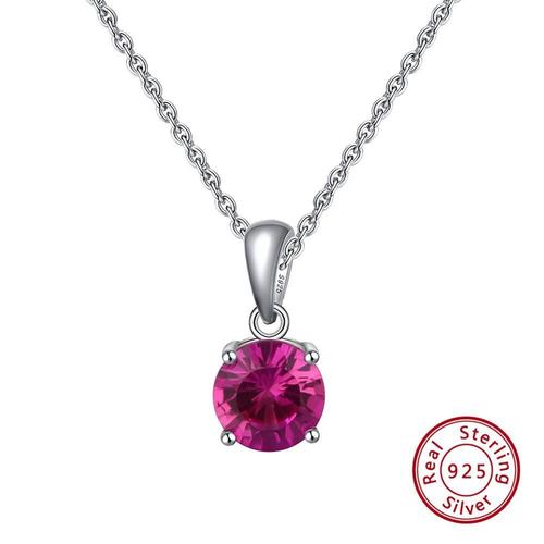 Jul Ruby -Orsa Bijoux 925 En Argent Sterling Pendentif Collier Pour Les Femmes 12 Couleur Mois Chanceux Pierre De Naissance Aaa Zirc