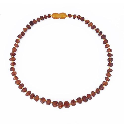 Cognac Raw-Large 14in 35cm -Collier De Dentition En Ambre De La Baltique,Bracelet Pour Bébé,Taille 14 35cm,Coffret Cadeau,4 Coul