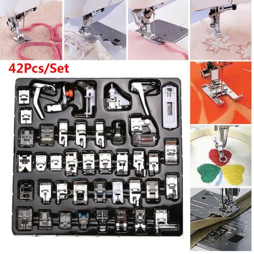 Kit de pieds presseurs pour Machine à coudre, 42 pièces, avec boîte, pour Brother Singer Janome