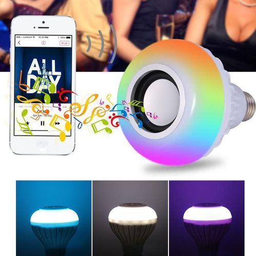 Haut Parleur Bluetooth Sans Fil E27, Ampoule Led 12w, Lampe Led 110v 220v, Lecteur De Musique Intelligent, Audio Avec Télécommande