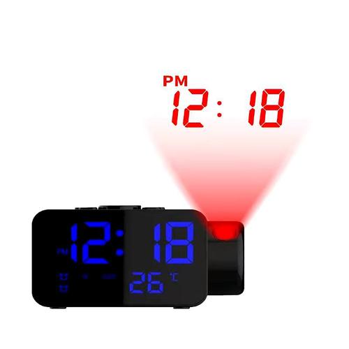 Réveil de Projection LED avec fonction Snooze, thermomètre 87.5 108 MHz, Radio FM, USB/batteries, Table d'alimentation, horloge